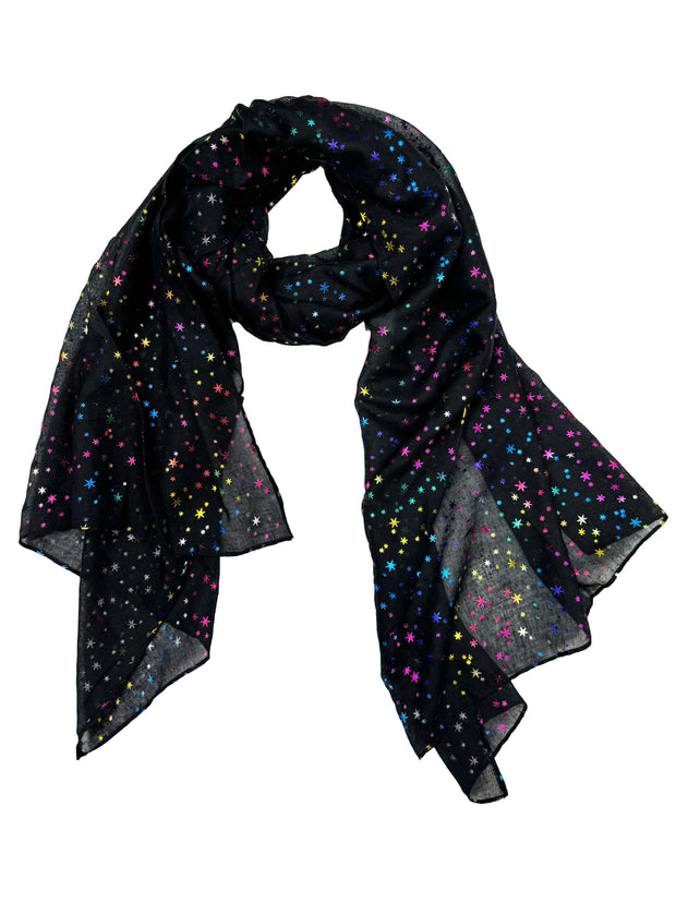 Scarf with Rainbow Foil Stars