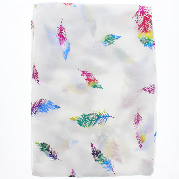 Scarf with Rainbow Foil Feathers