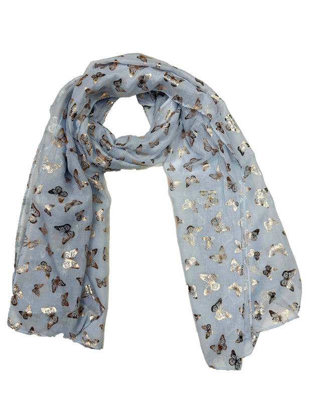 Scarf with Mini Gold Foil Butterflies