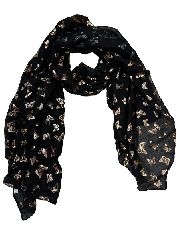 Scarf with Mini Gold Foil Butterflies