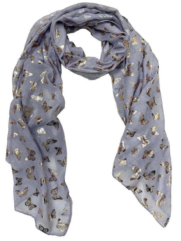 Scarf with Mini Gold Foil Butterflies