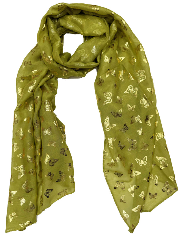 Scarf with Mini Gold Foil Butterflies