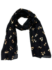 Scarf with Tiny Gold Foil Butterflies