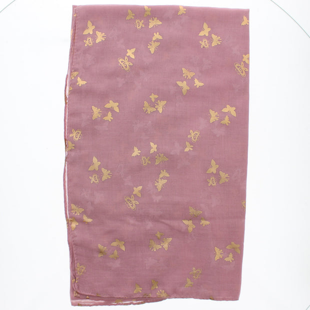 Scarf with Tiny Gold Foil Butterflies