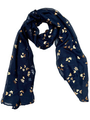 Scarf with Tiny Gold Foil Butterflies