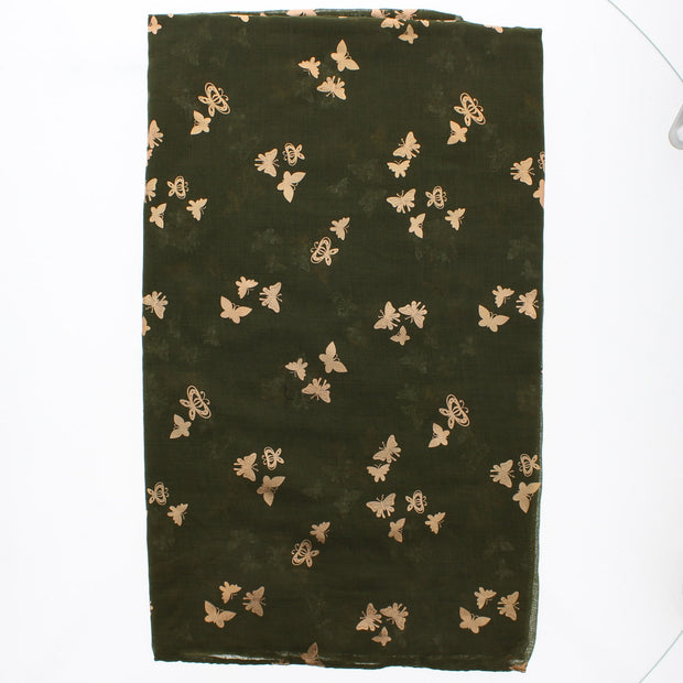 Scarf with Tiny Gold Foil Butterflies