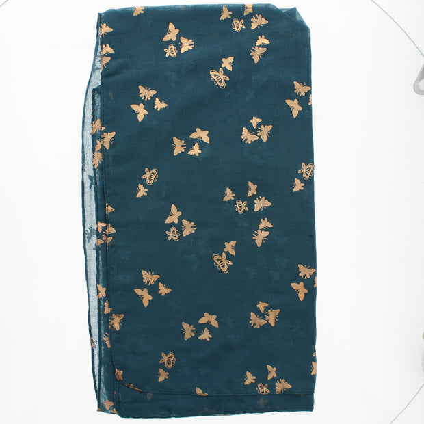 Scarf with Tiny Gold Foil Butterflies