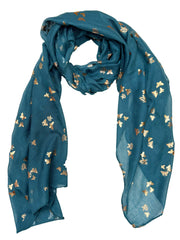 Scarf with Tiny Gold Foil Butterflies