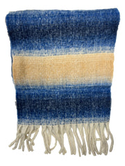 Fluffy Multicoloured Striped Winter Scarf with Tassels