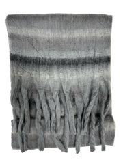 Fluffy Multicoloured Striped Winter Scarf with Tassels