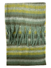 Fluffy Multicoloured Striped Winter Scarf with Tassels