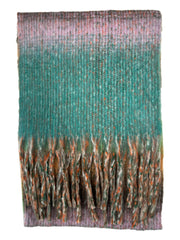 Fluffy Multicoloured Striped Winter Scarf with Tassels