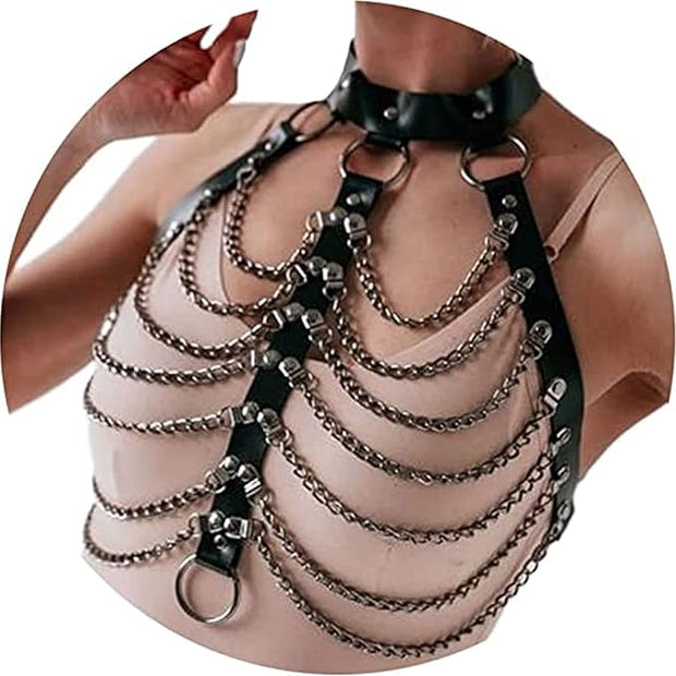 PU Choker & Chain Top Harness