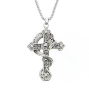 Skull Cross & Snake Pendant on Adjustable Chain Necklace