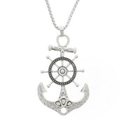 Silver Anchor & Wheel Pendant on Adjustable Chain Necklace