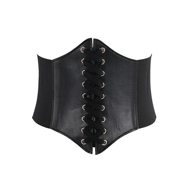 Coloured Arched Elasticated Waist Lace Up Corset Belt