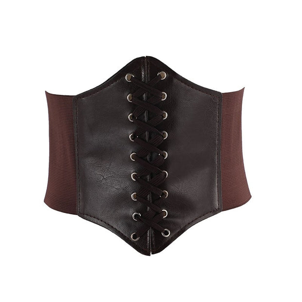 Coloured Arched Elasticated Waist Lace Up Corset Belt