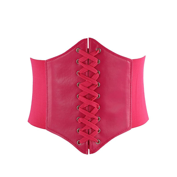 Coloured Arched Elasticated Waist Lace Up Corset Belt