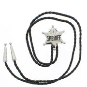 Vintage Sheriff Star PU Leather Cord Western Bolo Tie