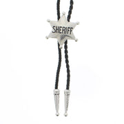 Vintage Sheriff Star PU Leather Cord Western Bolo Tie