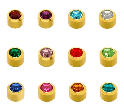 3mm Mini Size Crystal Stone Plated Caflon Ear Studs - Assorted