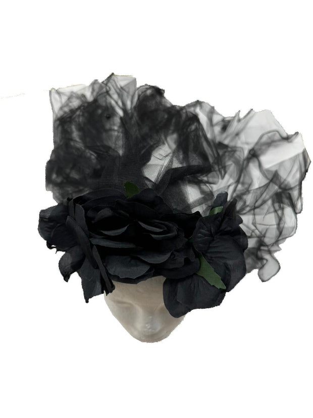 Halloween Black Rose Headband & Veil