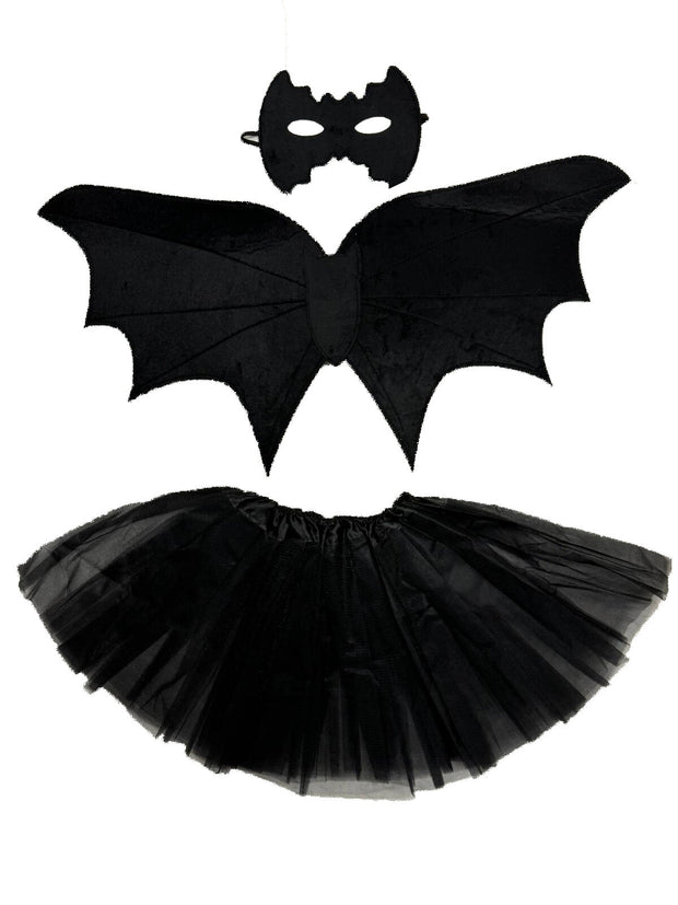 Halloween 3-Piece Bat Fancy Dress Set - Wings, Tutu & Mask