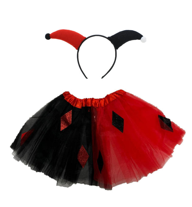 Black & Red Jester Headband & Tutu Set