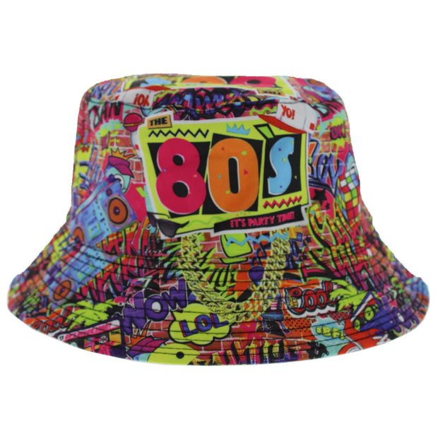 Reversible THE 80S IT'S PARTY TIME Bucket Hat