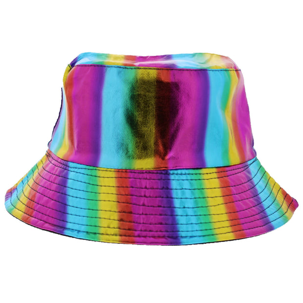 Reversible Metallic Rainbow Bucket Hat