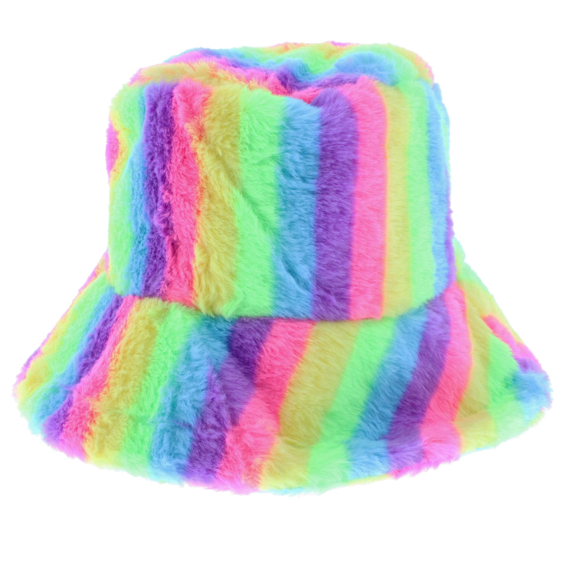 Faux fur bucket hat. Neon pink hat. Fuchsia fluffy hat. Bright